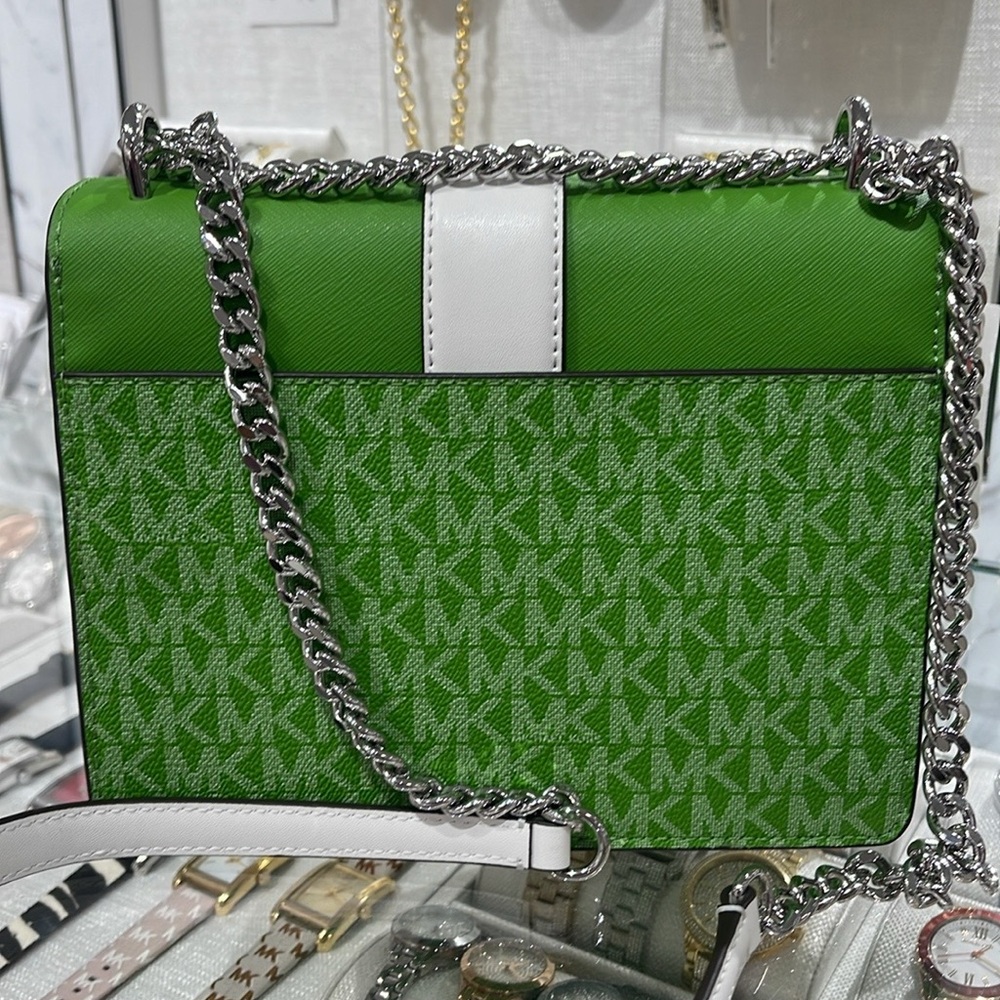 Michael Kors Greenwich Small Color-Block Signature Logo Flap Crossbody XBODY Bag - Picture 5 of 16